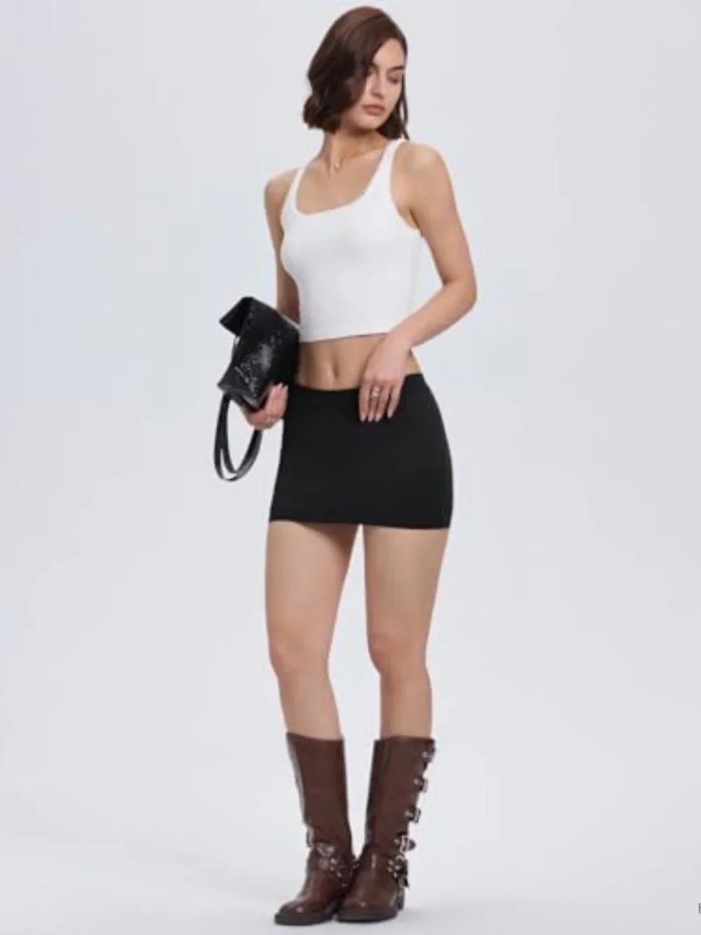Y2K Mini Skirt Skort with Built-In Shorts High Stretch Bodycon